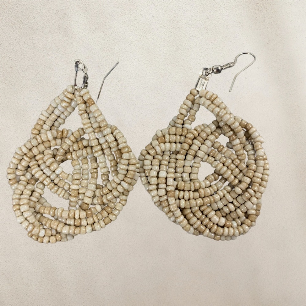 Beige Seed Bead Earrings